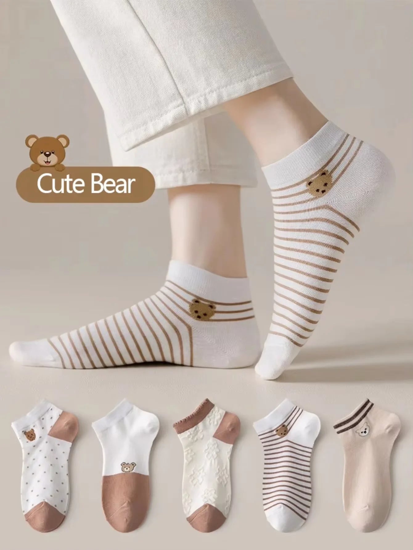 5 Pairs Cute Expression Print Socks, Comfy & Funny All-match Mid Tube Socks, Women's Stockings & Hosiery