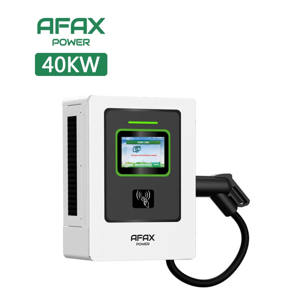 AFAX POWER CCS2 3phase 40KW EV Wall-mounted charging Station With LCD Touch Screen Display