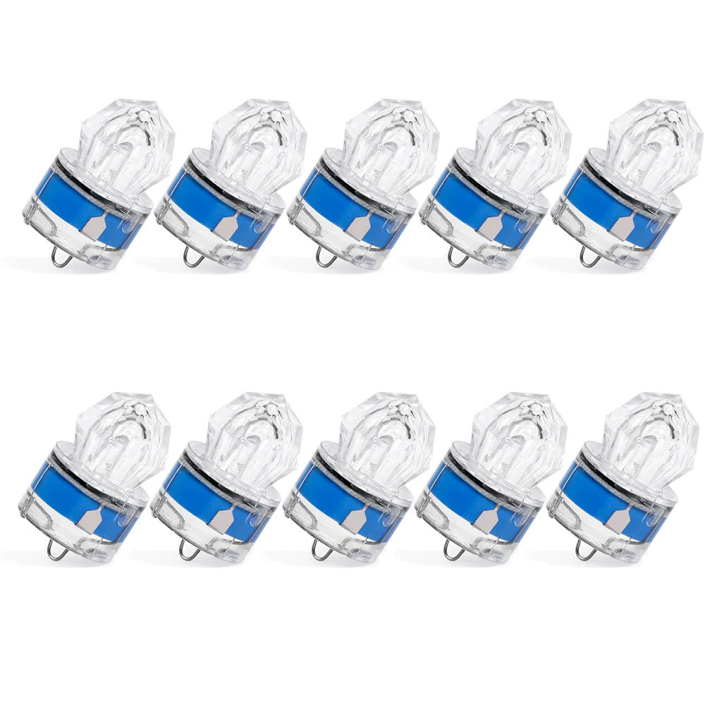 10 pieces of LED fishing lights, underwater deep throw light, waterproof diamond tube, underwater color fishing lure