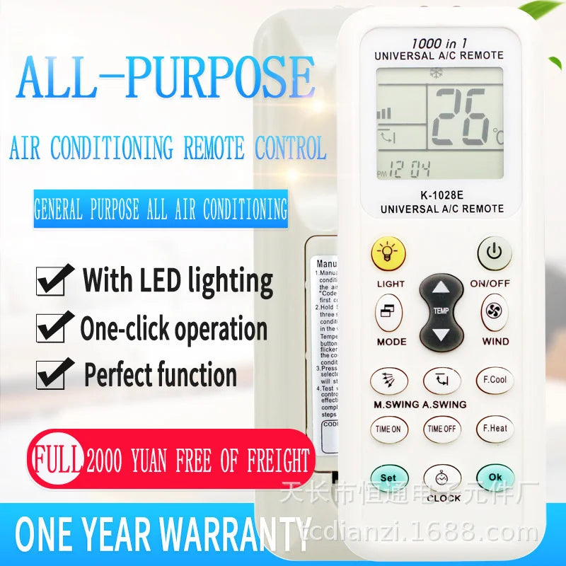 Universal K-1028E Low Power Consumption K-1028E Air Condition Remote LCD A/C Remote Control Controller