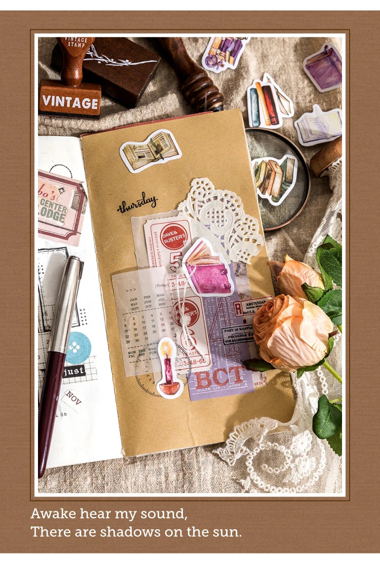46 sheets Mini Box Packaged Stickers Collection Handbook Pattern Collage DIY Sticker Sticker Book