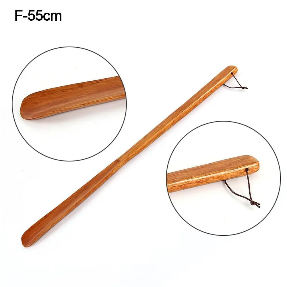 Portable Wooden Shoe Horn Easy On Off Long Handle Hanging Loop Without Bending Over Shoe Horn For Seniors Pregnant Women