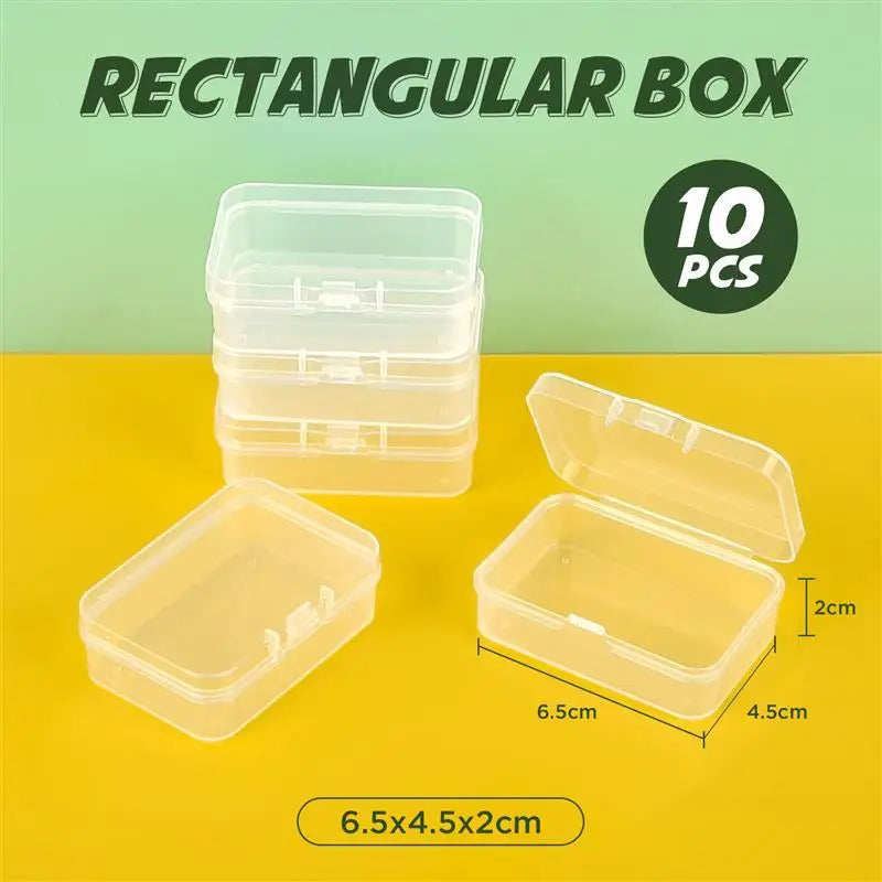 10Pcs PP Storage Box Mini Transparent Plastic Case Container Square Rectangle Packaging Box For Jewellry Beads Small Items