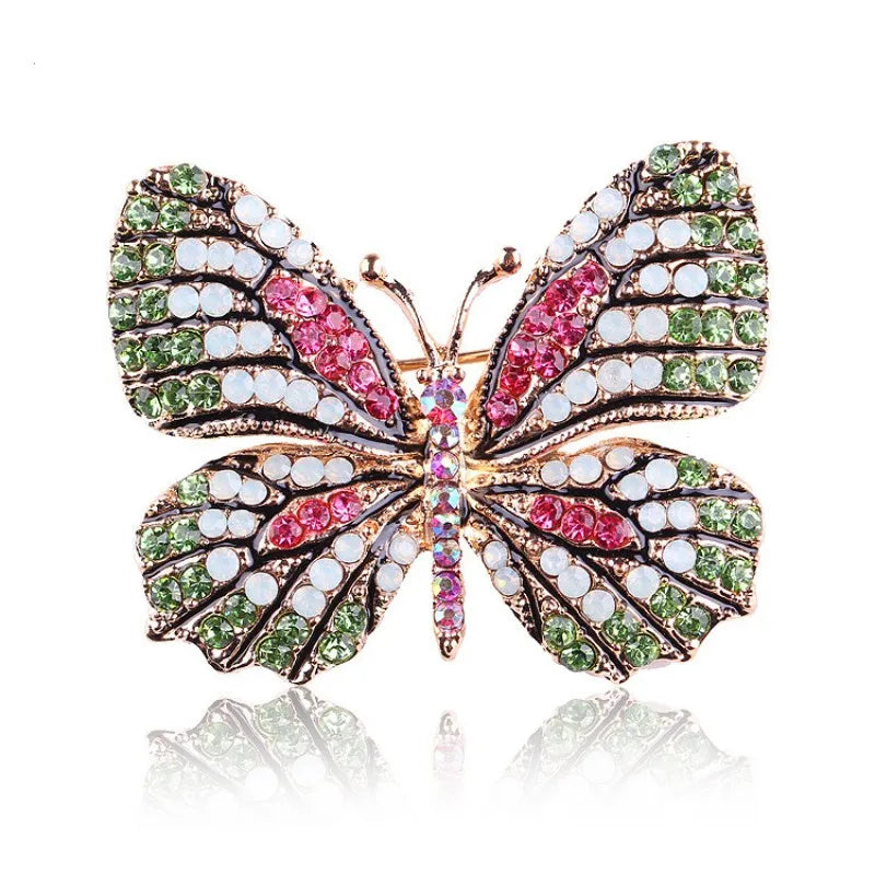 Rhinestone Butterfly Brooch, Glittering , Multi-color Optional, For Women Small Gift