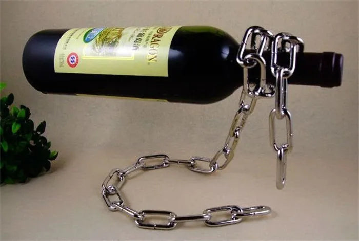 Floating Wine Bottle Holder - Magic Steel Chain Wine Rack for Suspended Display - Holds Any Long-Neck Wine Bottles