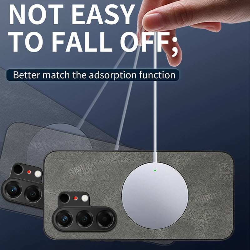 For Tecno Camon 50 4G Vintage Business Phone Case Cover Sheepskin Leather Magnetic Case Wireless Case for Tecno Camon 50 Pro 4G