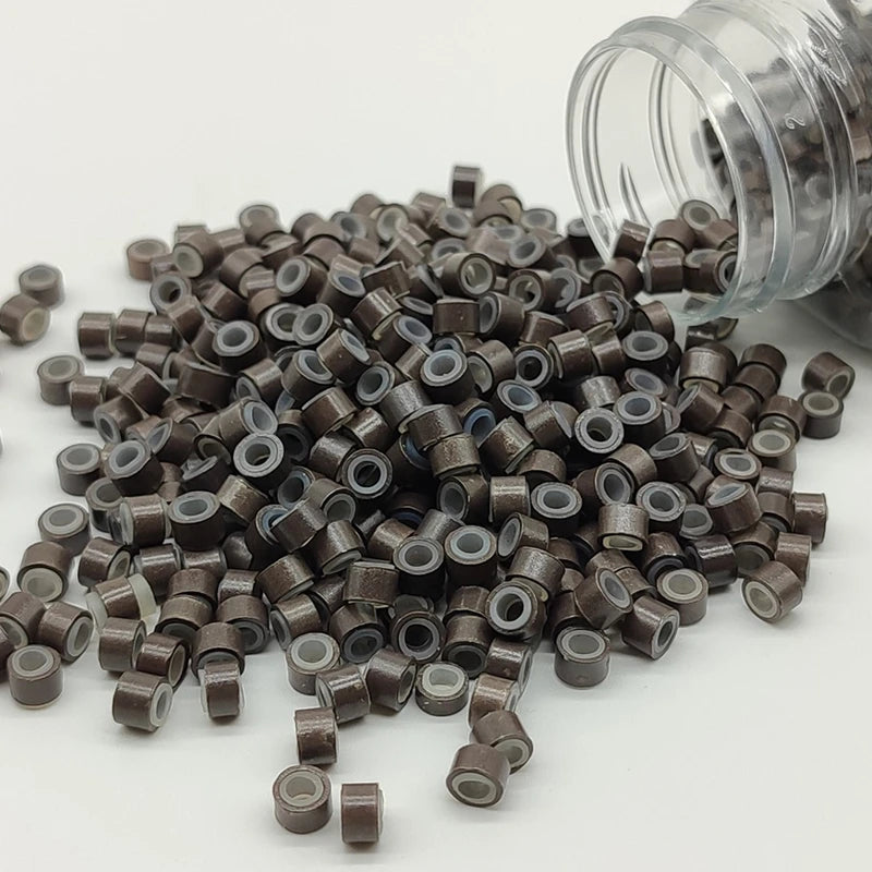 1000Pcs Hair Extentions Micro Rings Links Beads 5mm Silicone Lined Beads for Human Hair Extensions Tool-Multi-colored