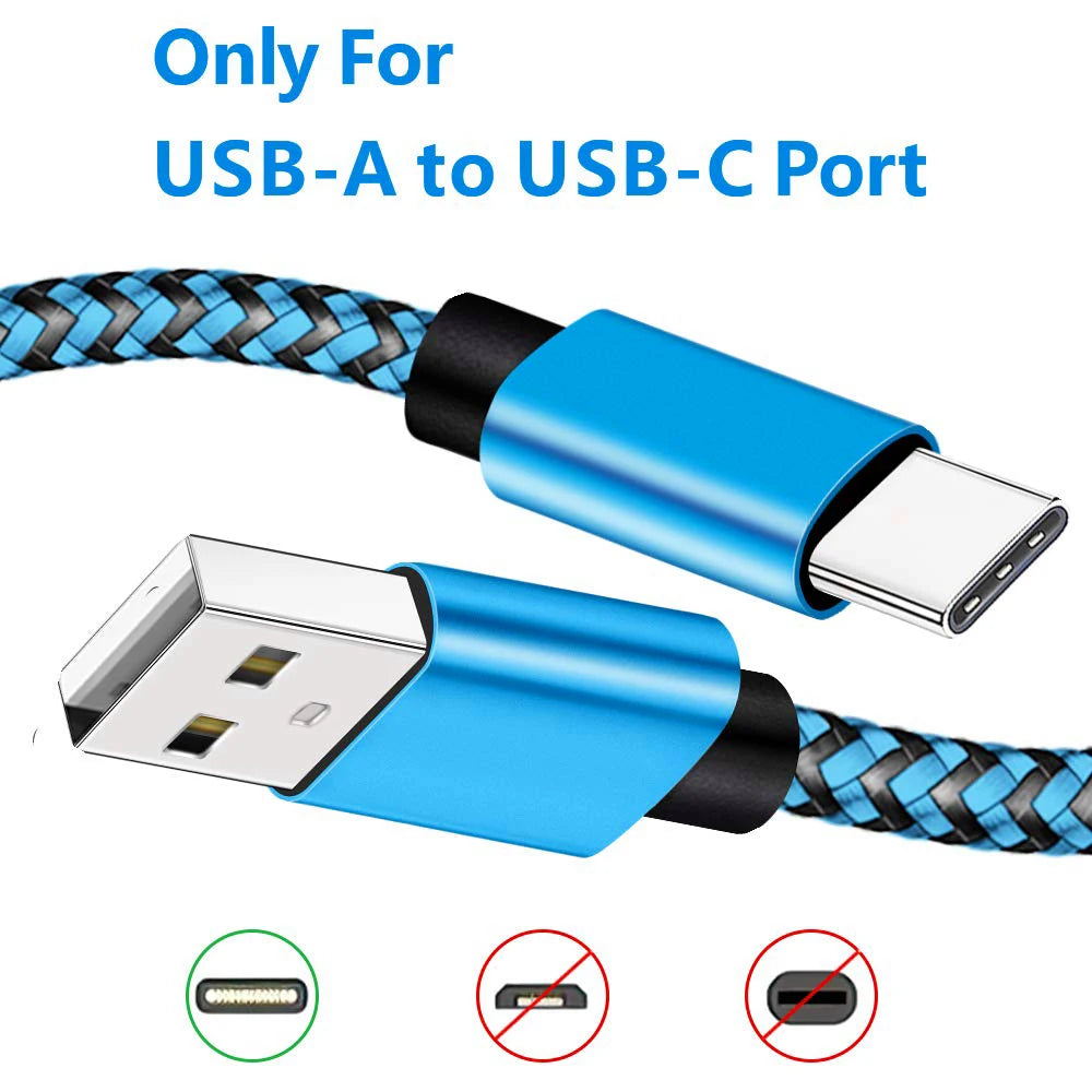 USB Type C Cable Date Sync 2.4A Fast Charging For Samsung Huawei Android Mobile Phone 1M 2M 3M Nylon Braided Wire Charger Cable