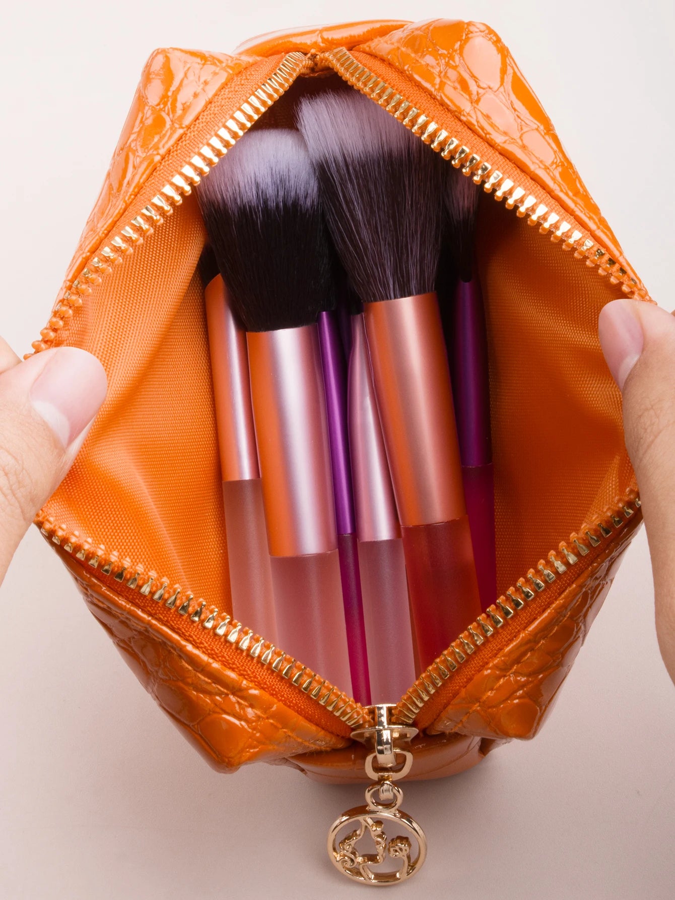 10 mini transparent handle brushes+crocodile patterned bag makeup brush Travel portable Makeup Tool Professional with bag