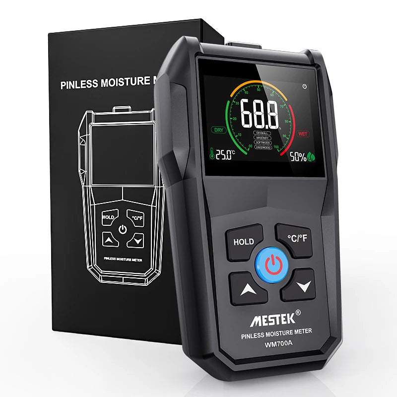 Non-Contact Wood Moisture Meter Inductive Wood Timber Moisture Meter Color Screen Digital Electromagnetic Wood Humidity Tester