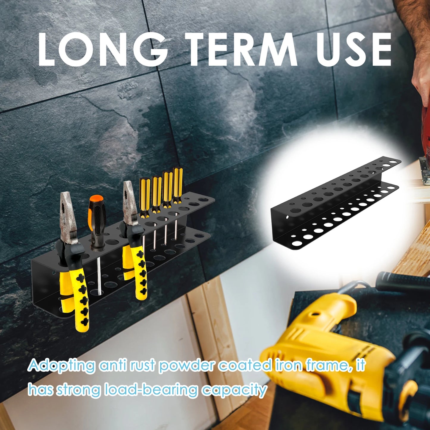 Metal Screwdriver and Pliers Organizer Wall-Mounted Tool Rack with Tool Slots Space-Saving Rustproof Garage Workshop Storage