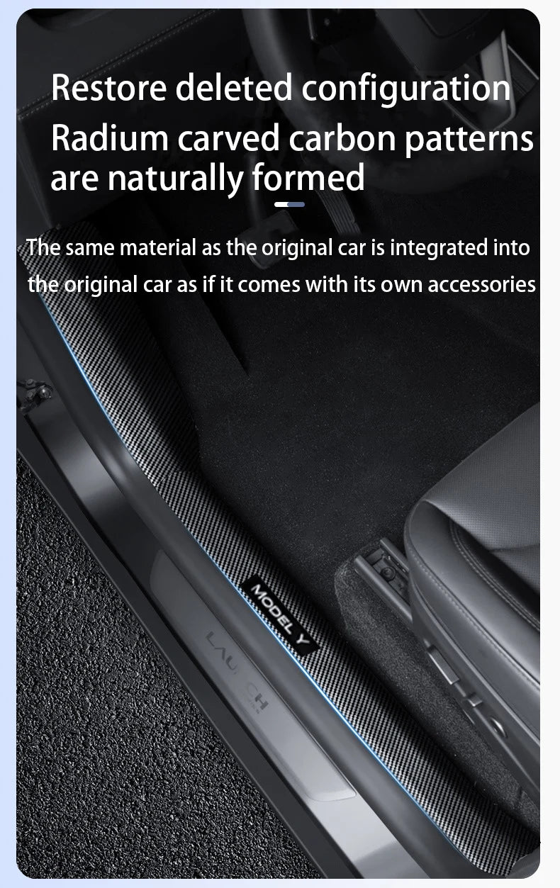 For New Tesla Model Y Juniper 2025+Front And Rear Door ABS Anti Scratch And Dirt Resistant Threshold Strips Interior Accessories