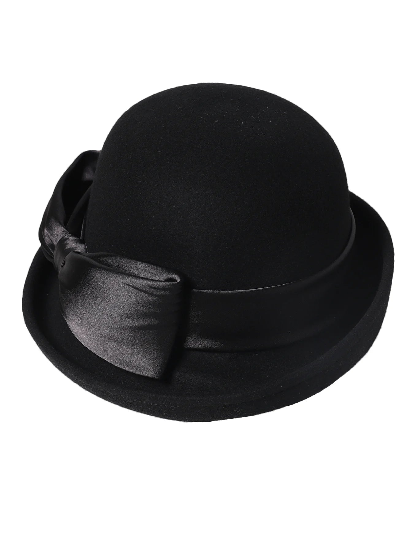 Wool Felt Fedoras Hats for Women Ladies White Black Elegant Curl Brim Top Hat for Wedding Bride Formal Church Cocktail Tea Party