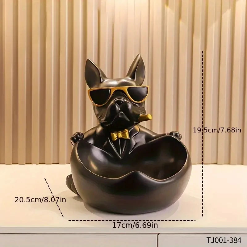 Creative Sunglasses Cool Dog Statue Bulldog Statue Storage Box Animal Decoration Resin Craft Art Statue Home Decoration Gift