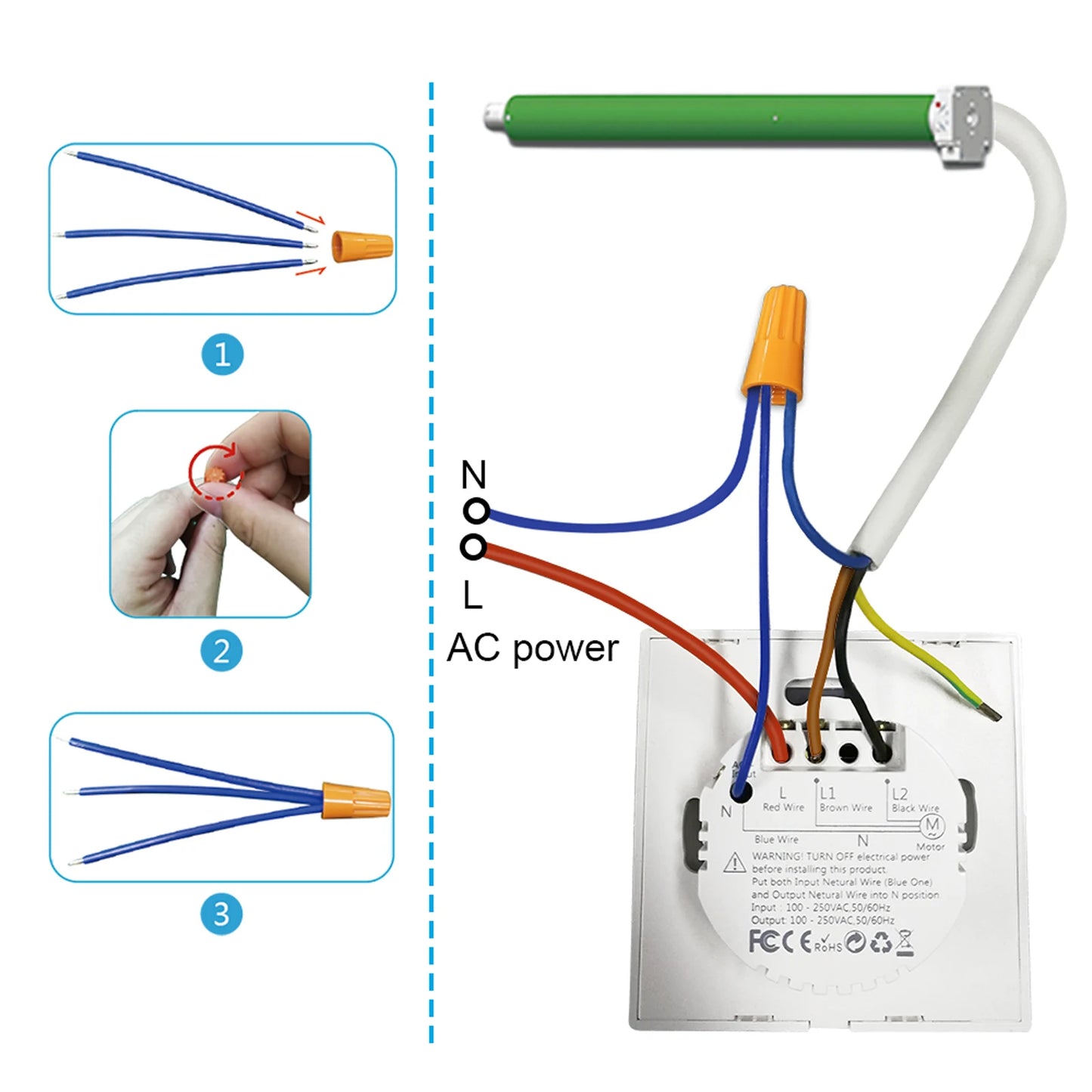 LoraTap Tuya Smart Life WiFi Curtains Blinds Switch Roller Shutters Motor Switch Backlight Style Google Home Alexa Voice Control