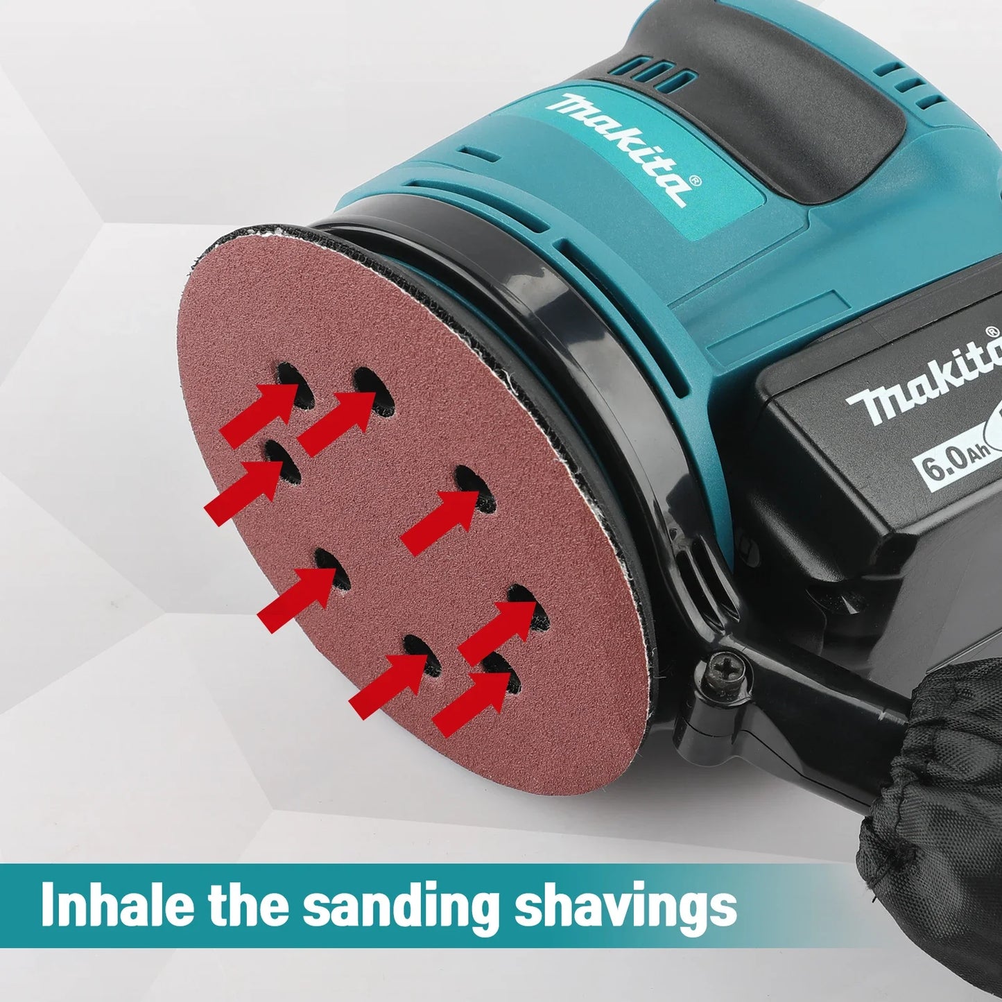 Makita Disc Sander DBO140/DBO180: 3 Speed Options, 125mm Abrasive, 11000 Max RPM, Dust Collection for Sanding & Polishing