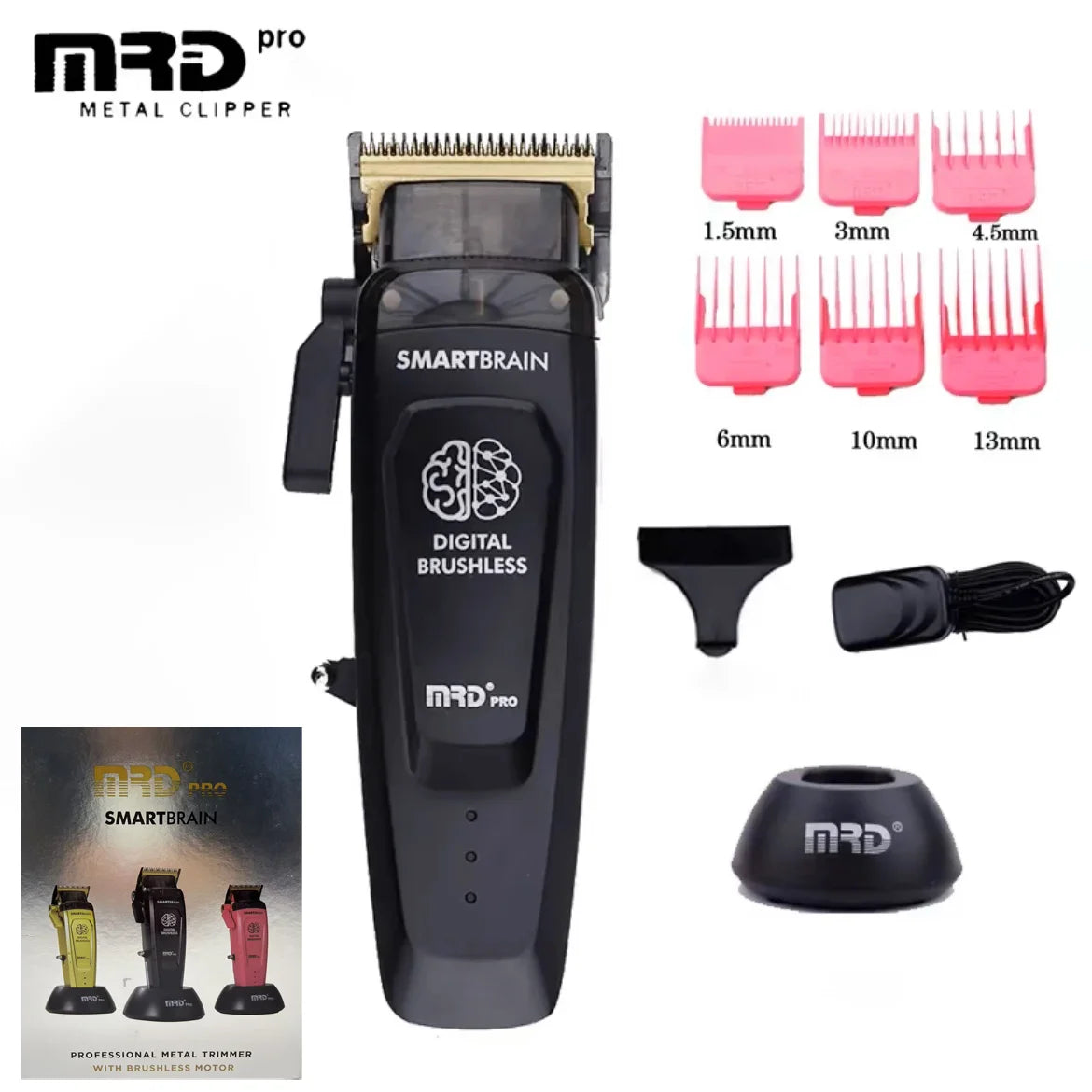 MRD Smart Brain HC-90-4 Hair Clipper Men's Professional Full Metal Lift Height Torque Digital Brushless Motor Cordless Trimmer