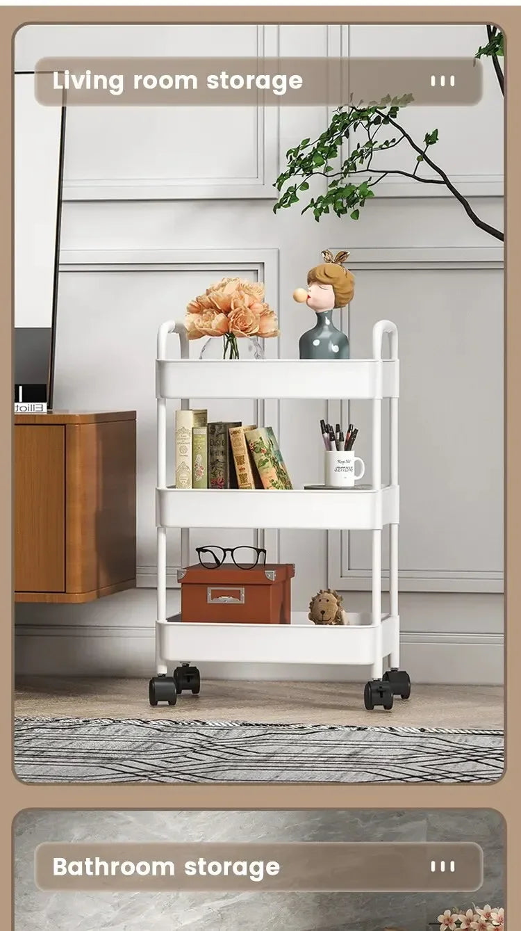 Household Multi-layer Small Cart Storage Rack Floor To Floor Kitchen Bedroom Bathroom Storage Rack Storage Rack With Wheels