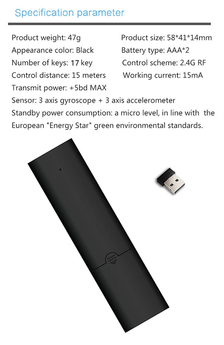 2.4G Wireless Voice Remote Control Gyroscope Controller with USB Receiver Q5 Air Mouse Remote for Projector Smart TV Android Box