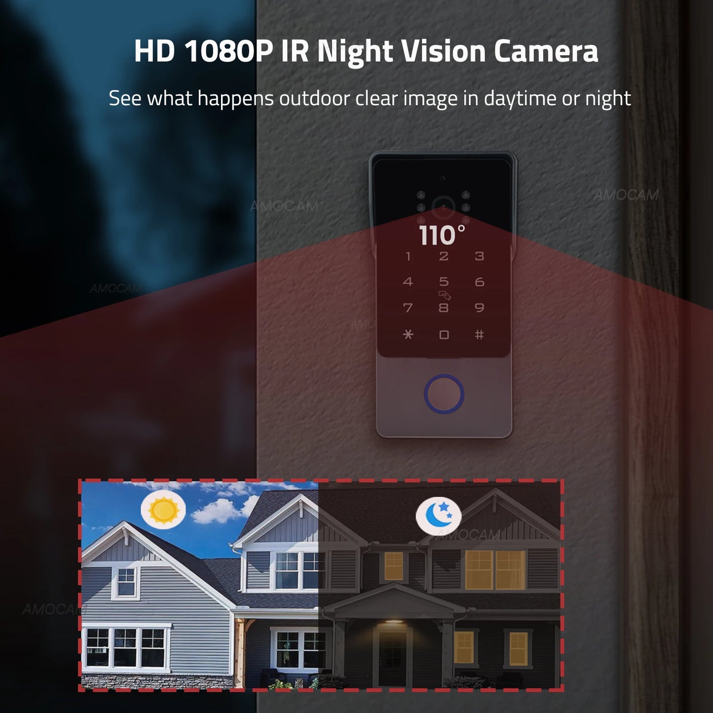 2 Wires Video Intercom System, 7“ Wireless WIFI Monitor 1080P Doorphone Camera Video Doorbell Code Password IC Card Tuya Unlock