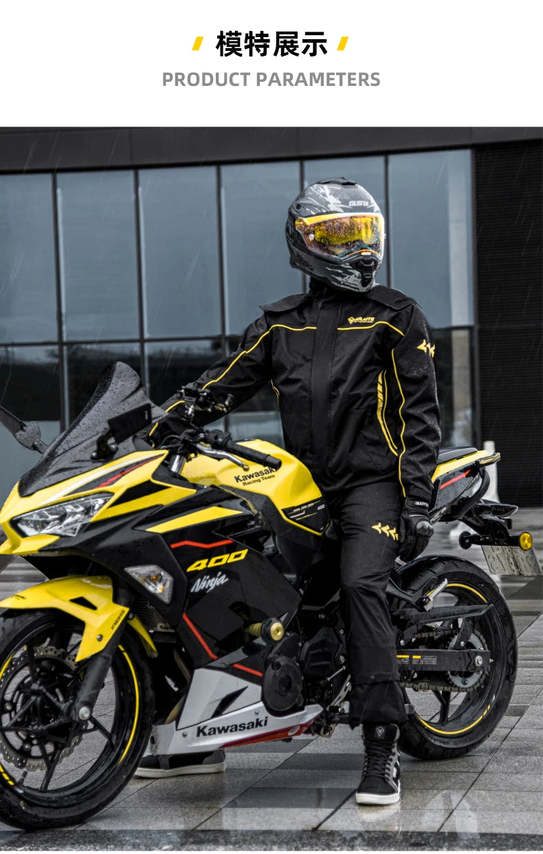 SULAITE Rain Suit Motorcycle Rain Gear Suit for Men & Women Jackets & Pants Reflective Waterproof Breathable Rainsuit