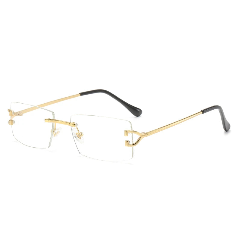 Square rimless sunglasses women Europe and the United States fashion modern glasses with street shot fashionable sunglasses