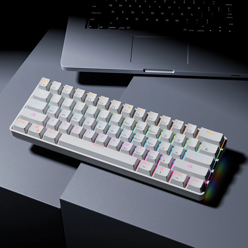 MUCAI 61USB Wired Mechanical Keyboard Red Axis 61 Keys Hot Swappable Interface RGB Lighting Compact Practical Design