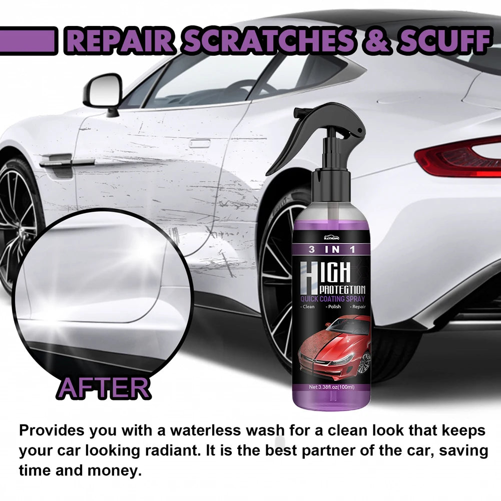 3In1 Quick Coating Spray 100ML High Protection Shine Armor Ceramic Car Wash Car Shield Coating Cleaning Nano Polishing Paint Wax