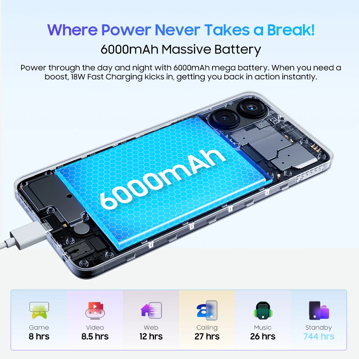 Blackview COLOR 8 Smartphone 6.75inch Display 90Hz 128GB/256GB 50MP Rear Camera 6000mAh Battery 18W Fast Charging GPS Android 13