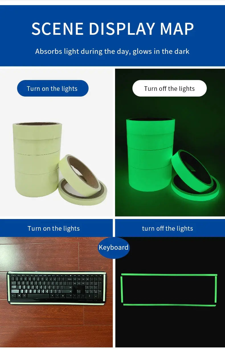 Luminous Tape Luminous Tape Green Warning Ground Light Storage Stair Anti Slip Sticker Reflective Fluorescent Tape