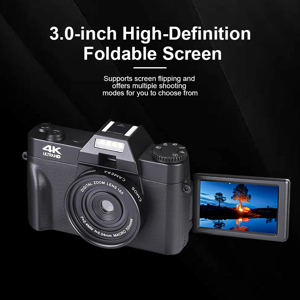 4K Video Camera 48MP HD Digital Camcorder 16X igital Zoom Digital Recorder 3 Inch IPS Screen  Digital Photography Camera