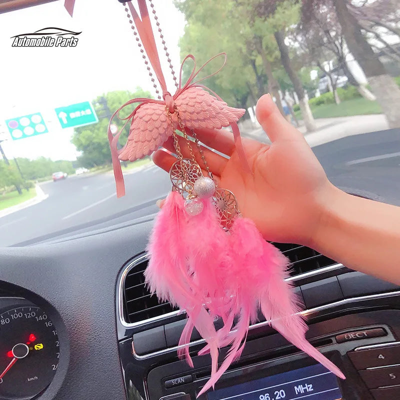 Dream Catcher Car Pendant for Girls Feather Mirror Hanging Pendant Home Decor Lucky Car Ornament Girls Car Interior Accessories