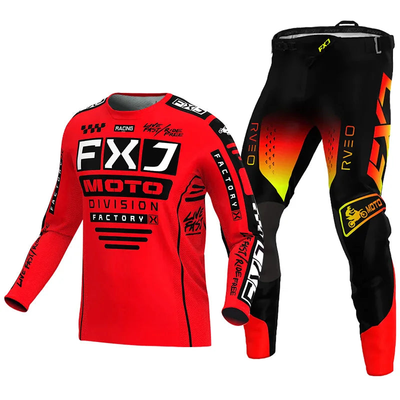 Motorcycle racing suit cross Mens Women'sMotocross Jersey Pant Kits Enduro MX MTB Off-road green red black pink yellow blue