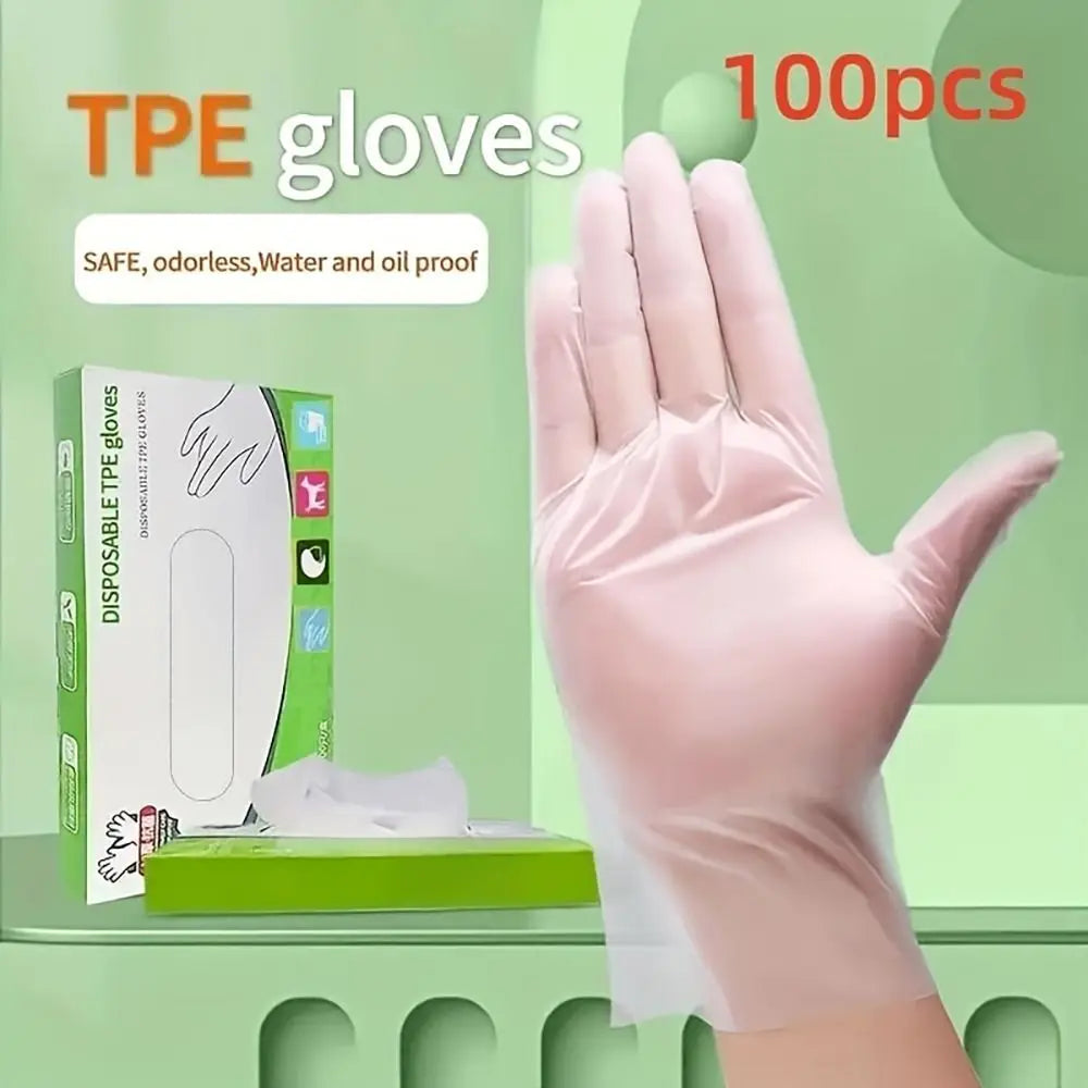 Food Grade Disposable Gloves Portable Non-Slip Acid Work Safety Cleaning Gloves Transparent TPE Latex Free Gloves Wholesale