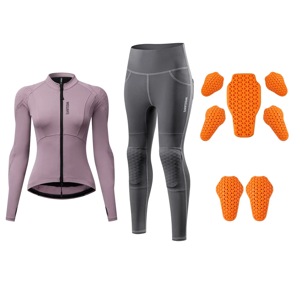 WOSAWE Women Motorcycle Soft Armor Full Body Summer Motorbike Protective Jacket Motocross Racing Pants CE Approved