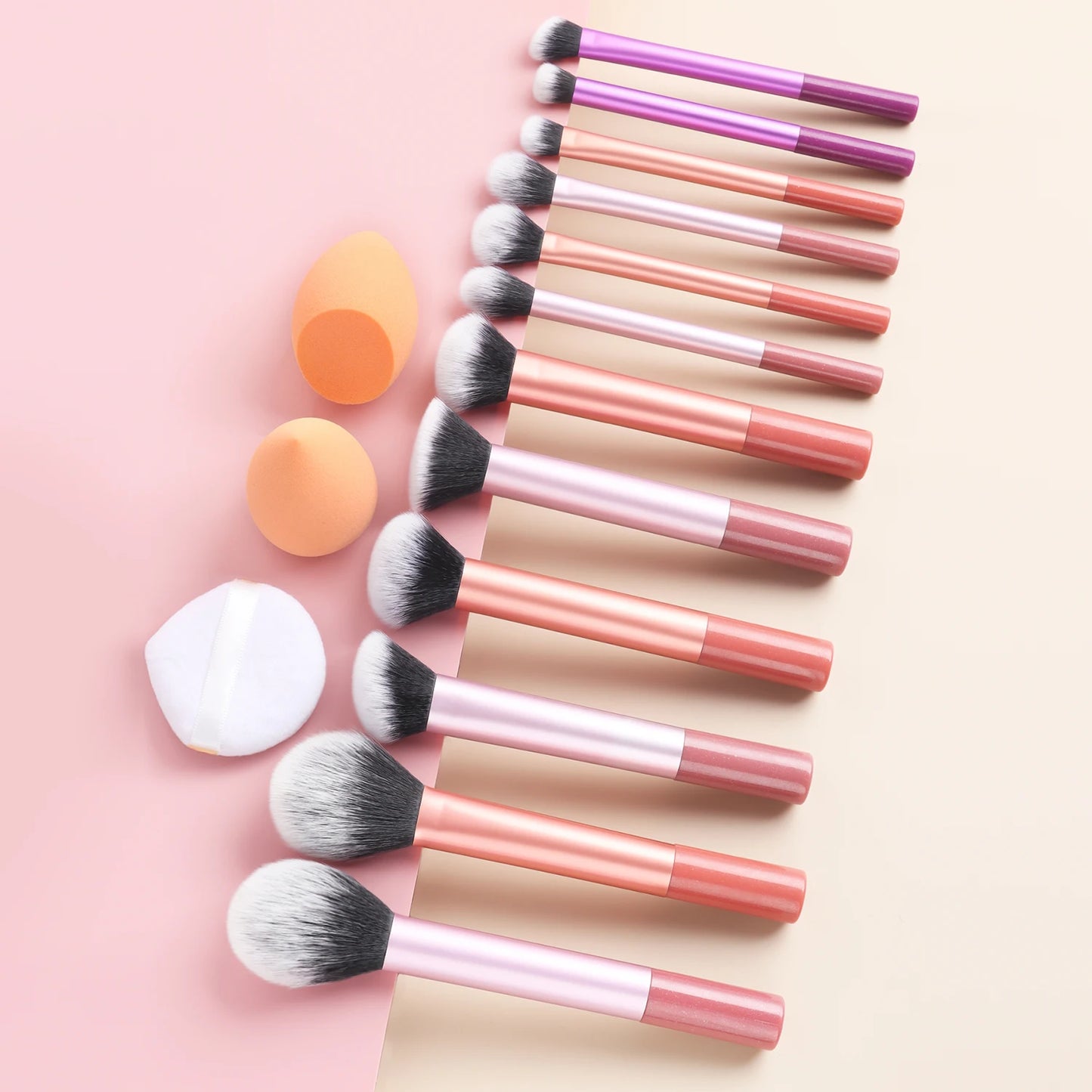 Makeup Brush Sets,12pcs Plastic Simple two styles of beauty eggs and makeup puffs multifunctional Makeup Brush for Dres