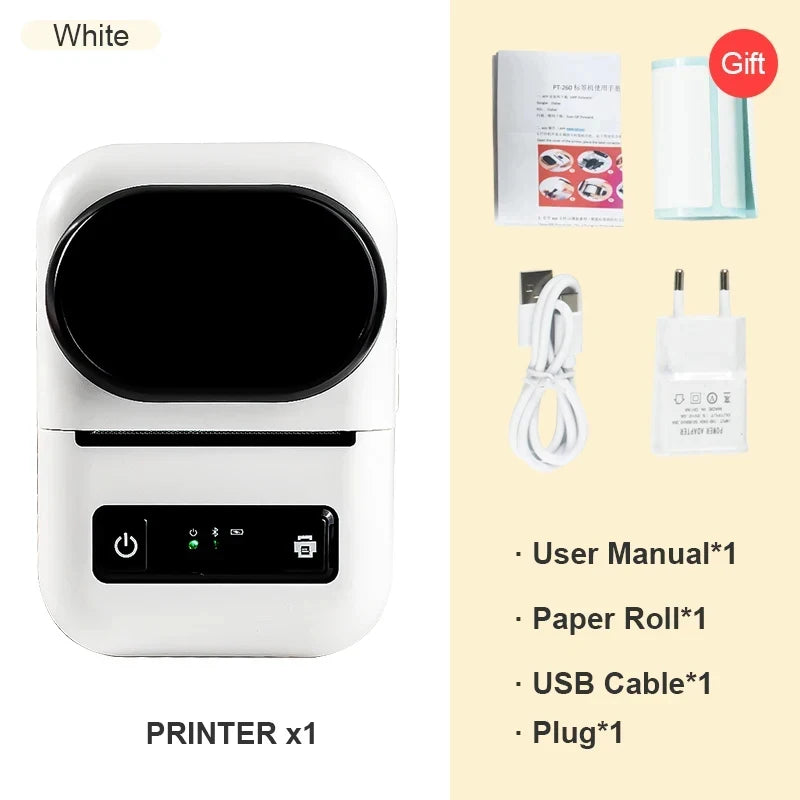 58mm PT260 Mini Portable Thermal Printer Lightweight Photo Pocket Printer Wireless BT Connect For Label Price USB Cable Printer