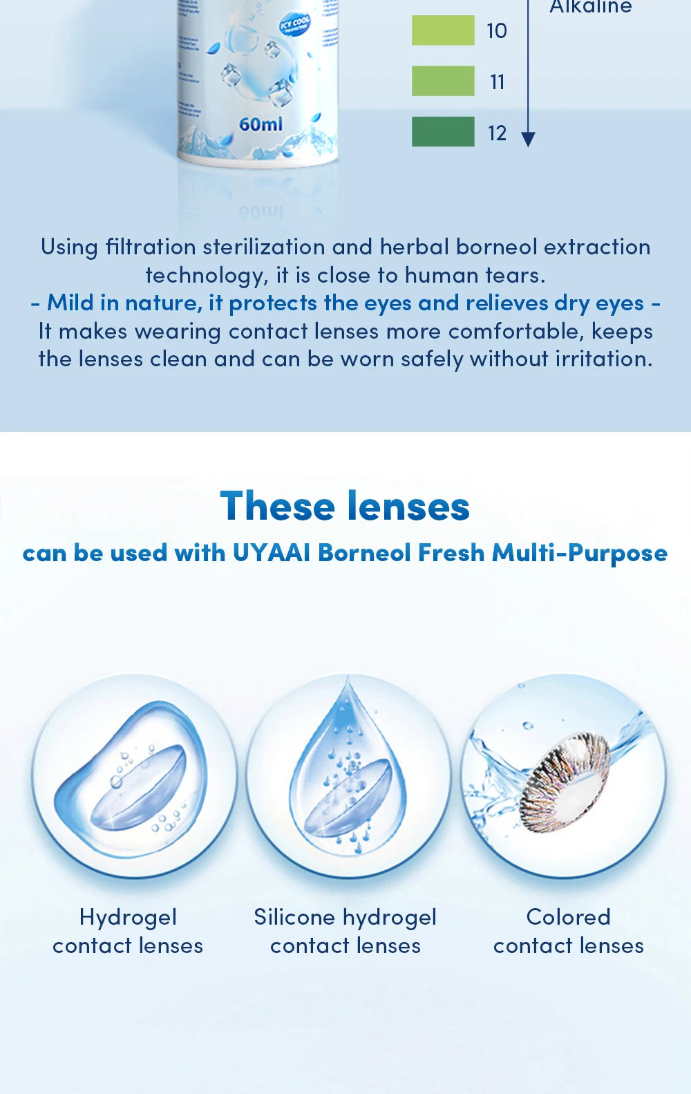 Brand New Contact Lenses Solution Nursing Borneol 60ml for Eyes Contact Lenses Water Pupil Cleaning Health Care Lenses Solution