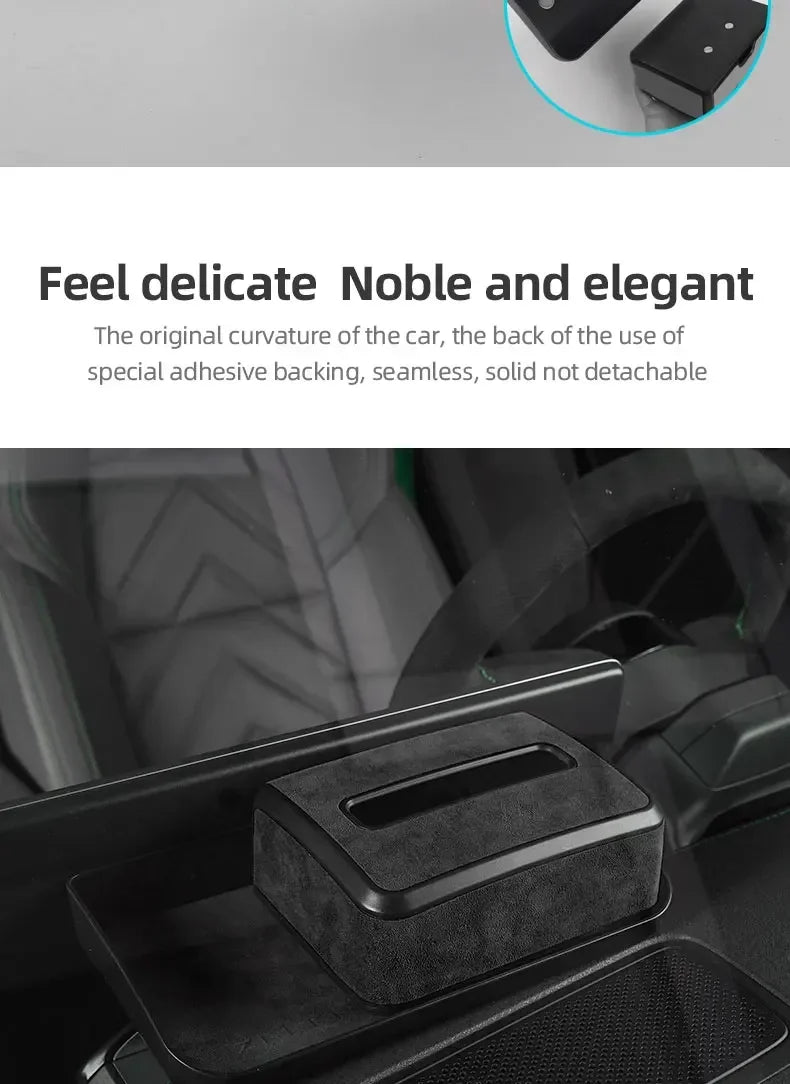 Alcantara Car Machine Storage Box For ZEEKR 001 2021 2023 2022 Navigation Rear Hidden Tissue Organizer Interior Stowing Tidying