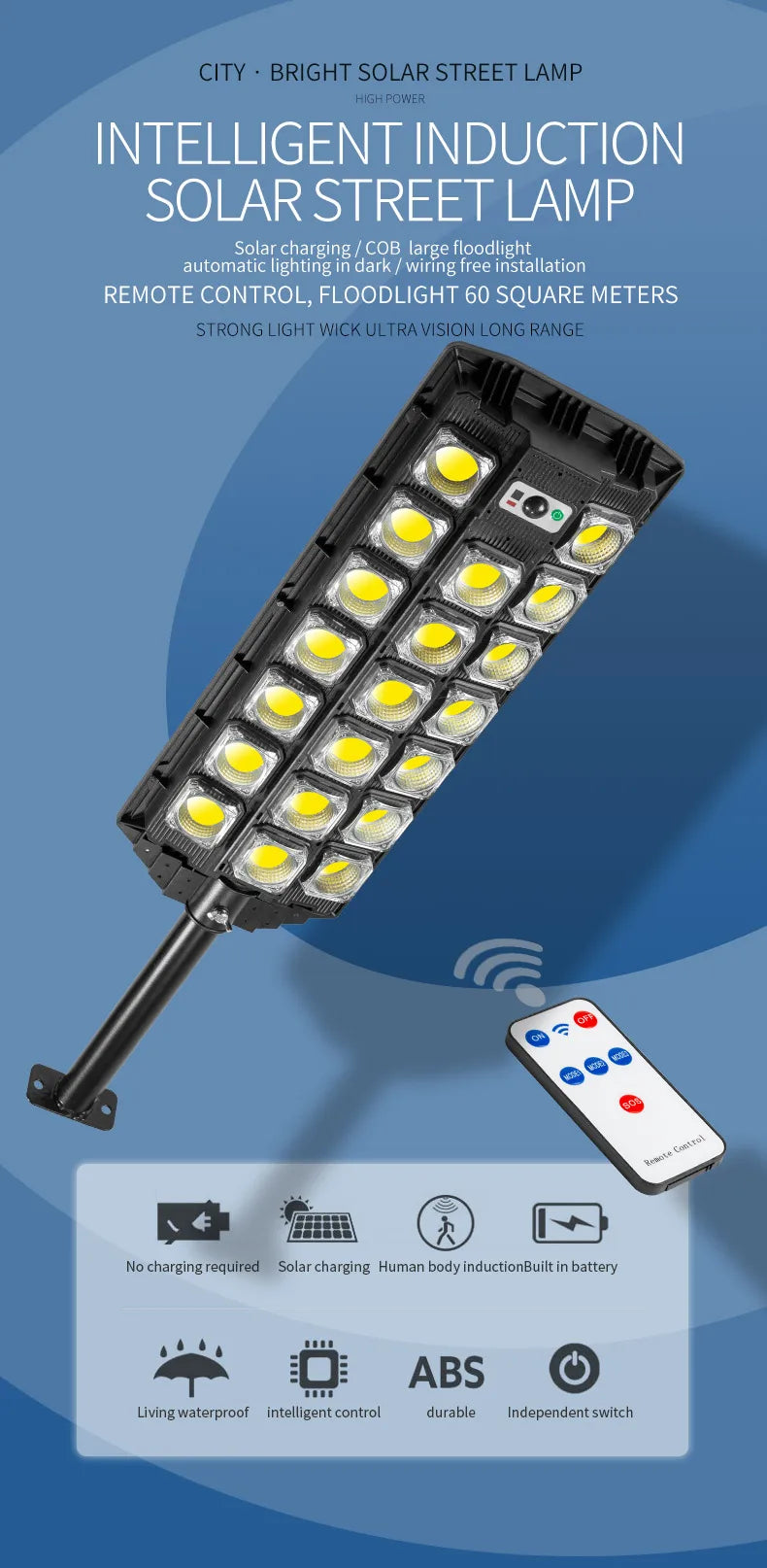 LED Solar Street Light Outdoor Waterproof LED For Garden Wall Adjustable Angle Solar Lamp Built-in Lithium Battery