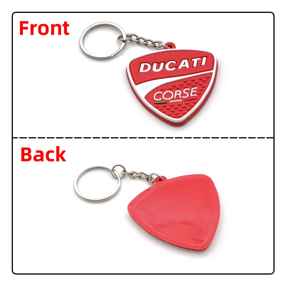 For Ducati Motorcycle Keychain Rubber Keyring Logo Key Chain 3D Sign Key Ring Helmet Keydiy Boots Shoes Model Accessories