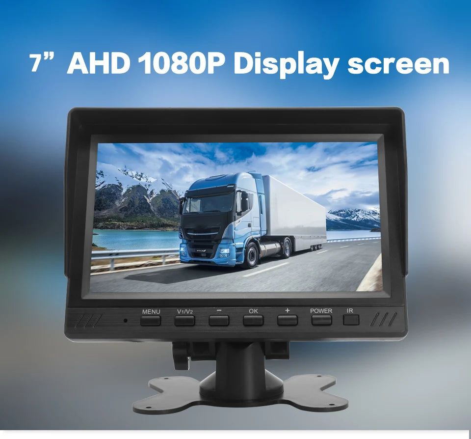 Smartour AHD 7inch TFT LCD Car HD Monitor Rear View Monitor Support CVBS 1080P AHD Camera 2 x 4PIN Video Input