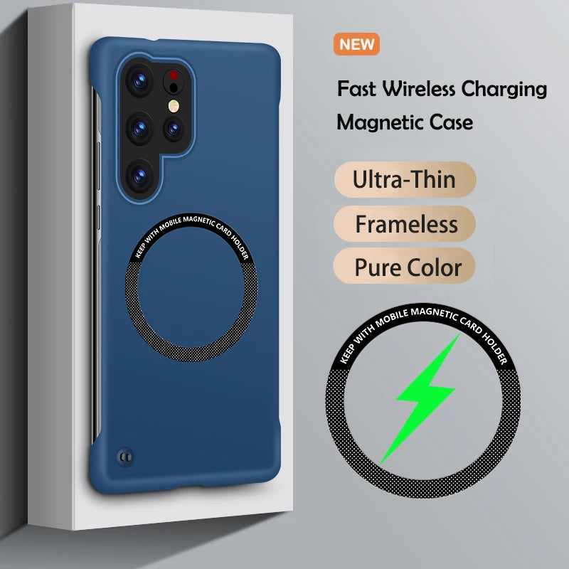 Ultra Slim Magnetic Frameless Solid Color Phone Case for Samsung S26 S25 FE Edge S24 S23 S22 S21 FE Plus Ultra Magsafe Cover