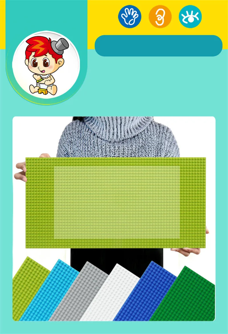 32*64 Dots Classic Building Blocks Base Plate, Children's DIY Assembled Building Blocks Wall Baseplate Compatible Brand Toys