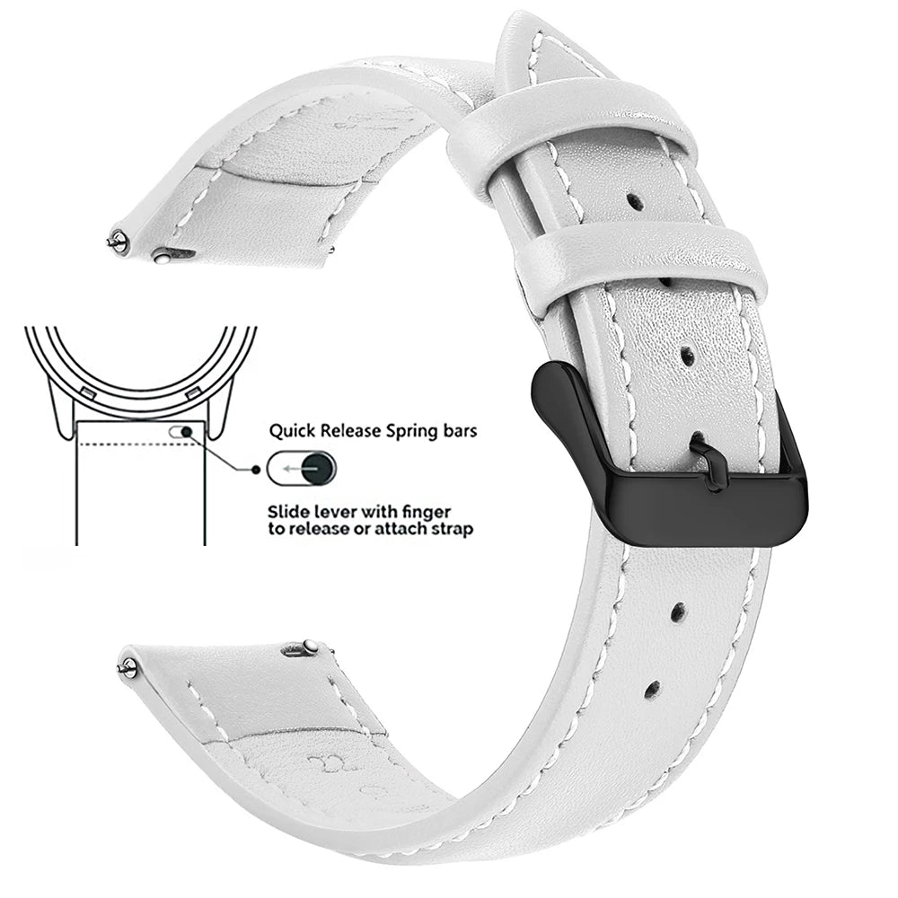Top Grain Genuine Leather Watch Band, Quick Release 18mm/20mm/22mm Watch Straps, Fits Samsung Galaxy Watch, Garmin Huawei Watch