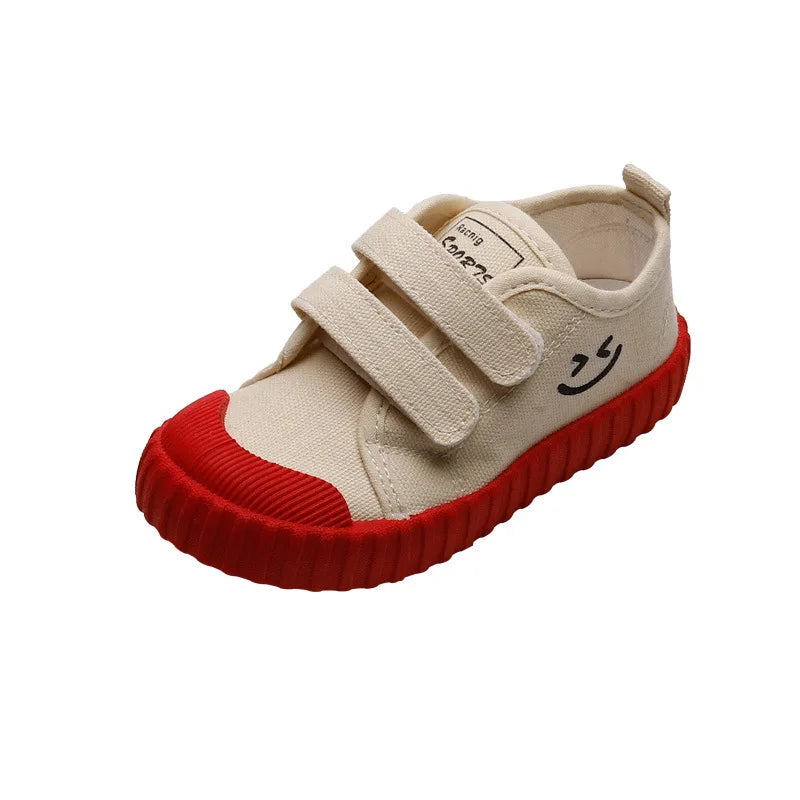 Children Canvas Shoes Baby Soft Indoor Shoes Boys Girls Low-top Caual Shoes Kids Candy Color Hook Shoes