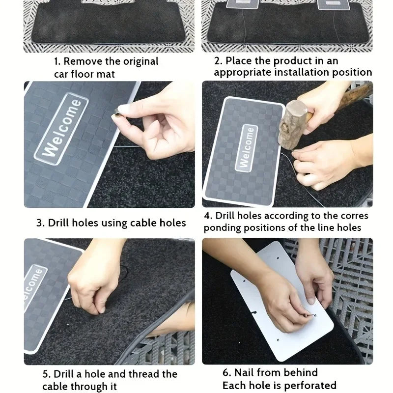 2/4 in 1 Car Floor Mat Ambient Light Customizable Logo RGB Colors App Wireless Control Acrylic Vehicle Supplies Car Accessories
