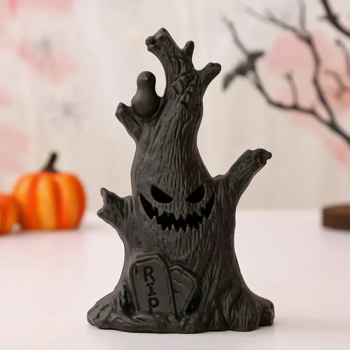 Baimu Toys Halloween Decoration Luminous Pumpkin Lights Ghost Stump Decoration Ghost Face LED Electronic Candle Lights