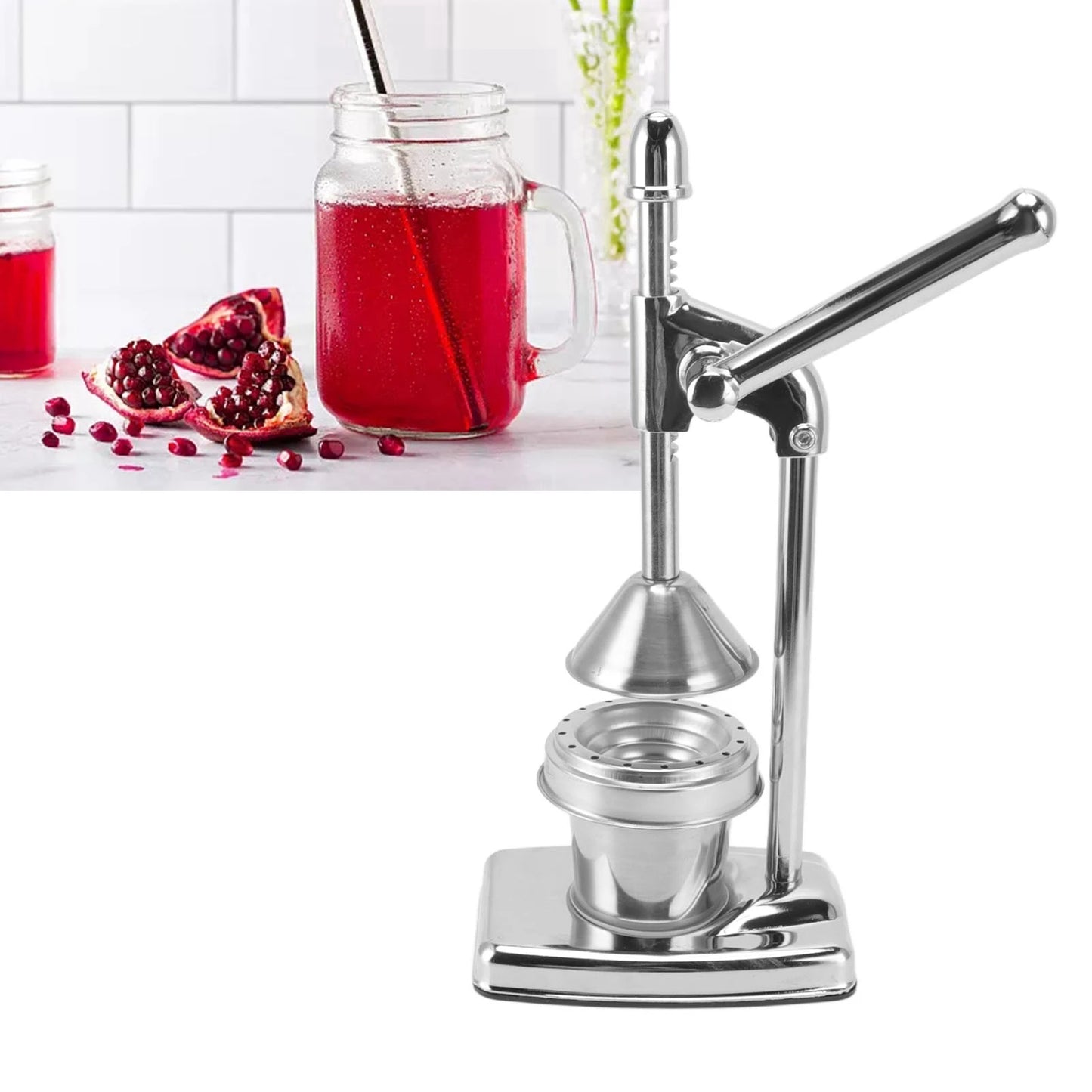 Citrus Squeezer Manual Orange Squeezer 304 Stainless Steel Food Grade Minimalist Compact Ergonomic Rubber Handle Fruit Presser