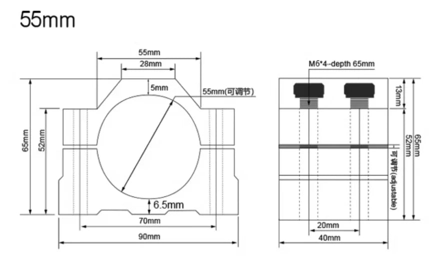 52mm 55mm 65mm 80mm Aluminum Spindle Clamp Motor Bracket with 4pcs Screw for CNC Engraving Router Machine Motor Mounting Holder